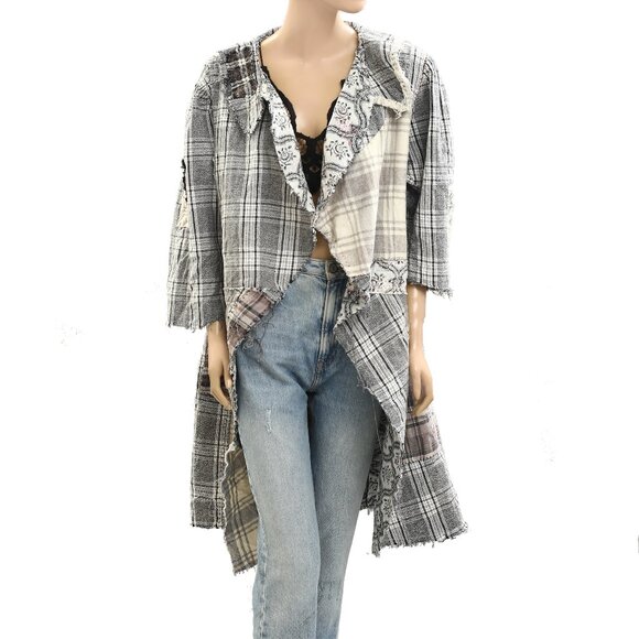 Magnolia Pearl Love Plaid Tweed Jacket Top Vintage Cotton Printed O\S 275107 - Picture 1 of 4